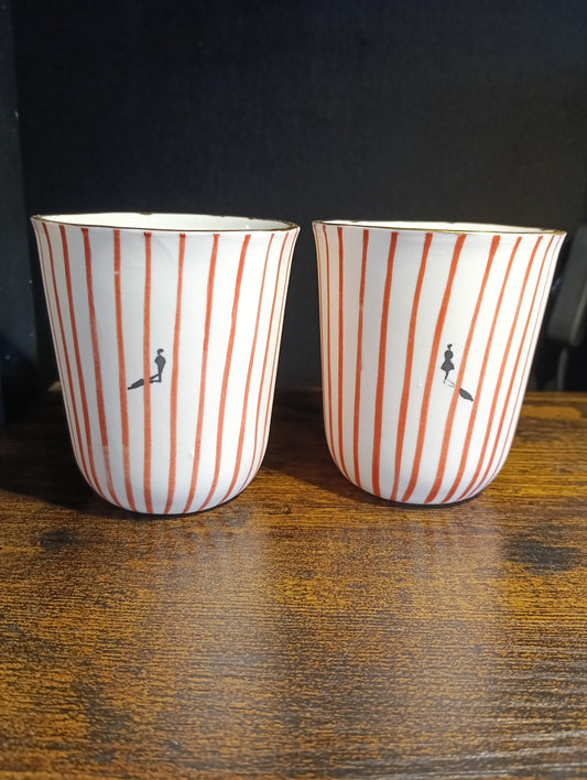 Duo de tasses à café rayées